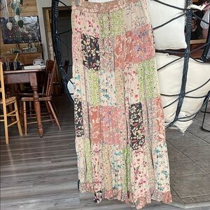Patchwork Tiered Maxi Skirt